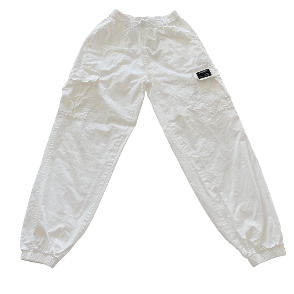 Sangtree White Cargo Jogger Pant Elastic Waist Streetwear Everything Is Fine S/M